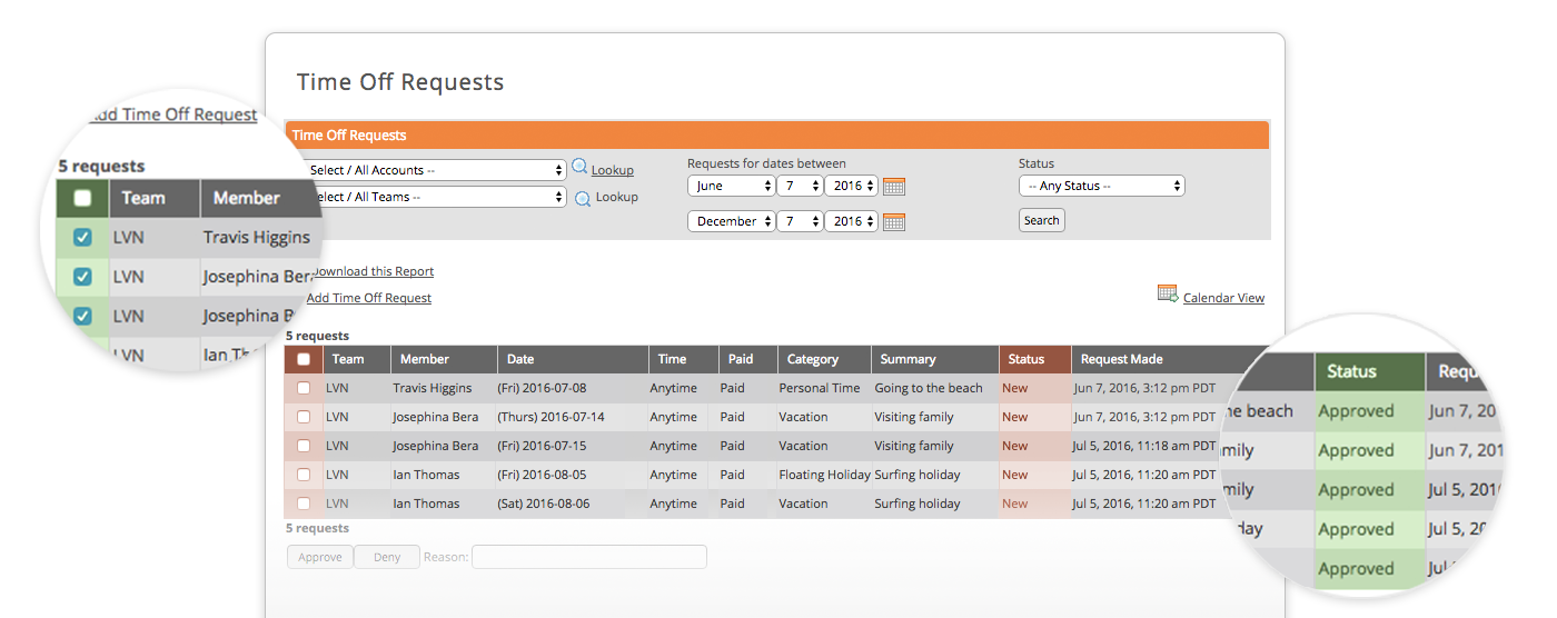 Shiftboard Employee Time Off Manager Employee time off request management tool by Shiftboard