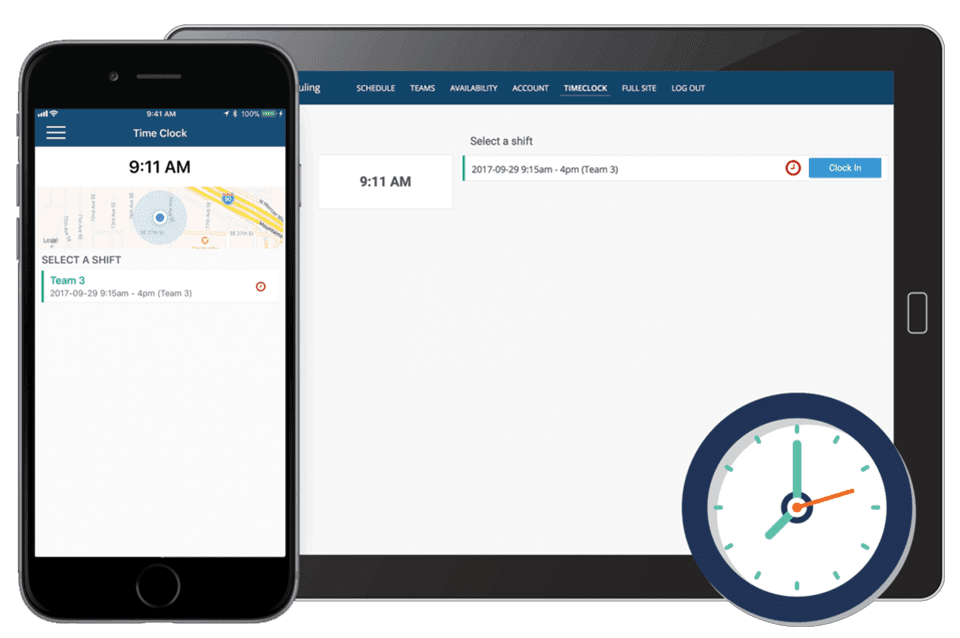 online time clock software employee attendance tracker shiftboard