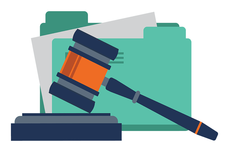 Ensure Compliance Ensuring compliance, represented with a hammer
