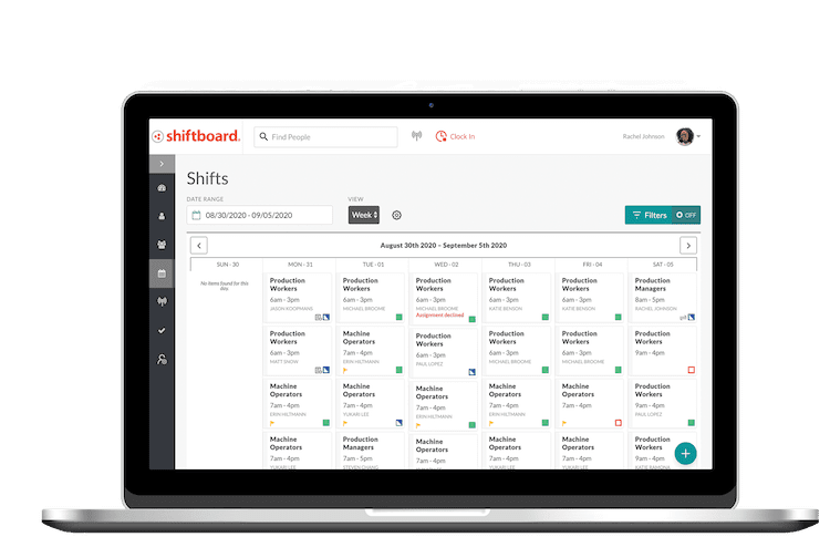 Employee scheduling admin view