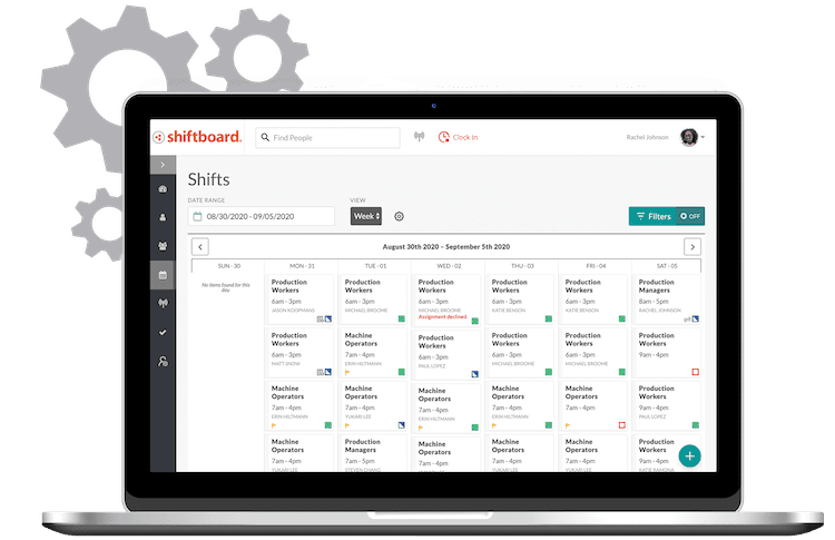 Automated staff rota software on laptop Automated employee scheduling software on laptop