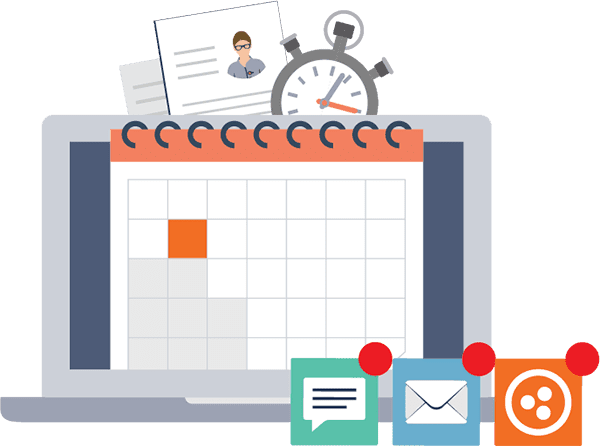 Workforce management Workforce management represented by a laptop with application notifications
