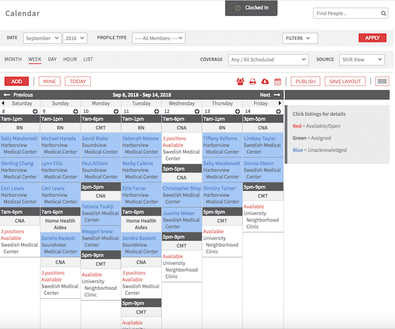 Preview of Nurse Schedules in Shiftboard Preview of Nurse Schedules in Shiftboard