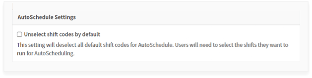 New Default Settings for AutoSchedule
