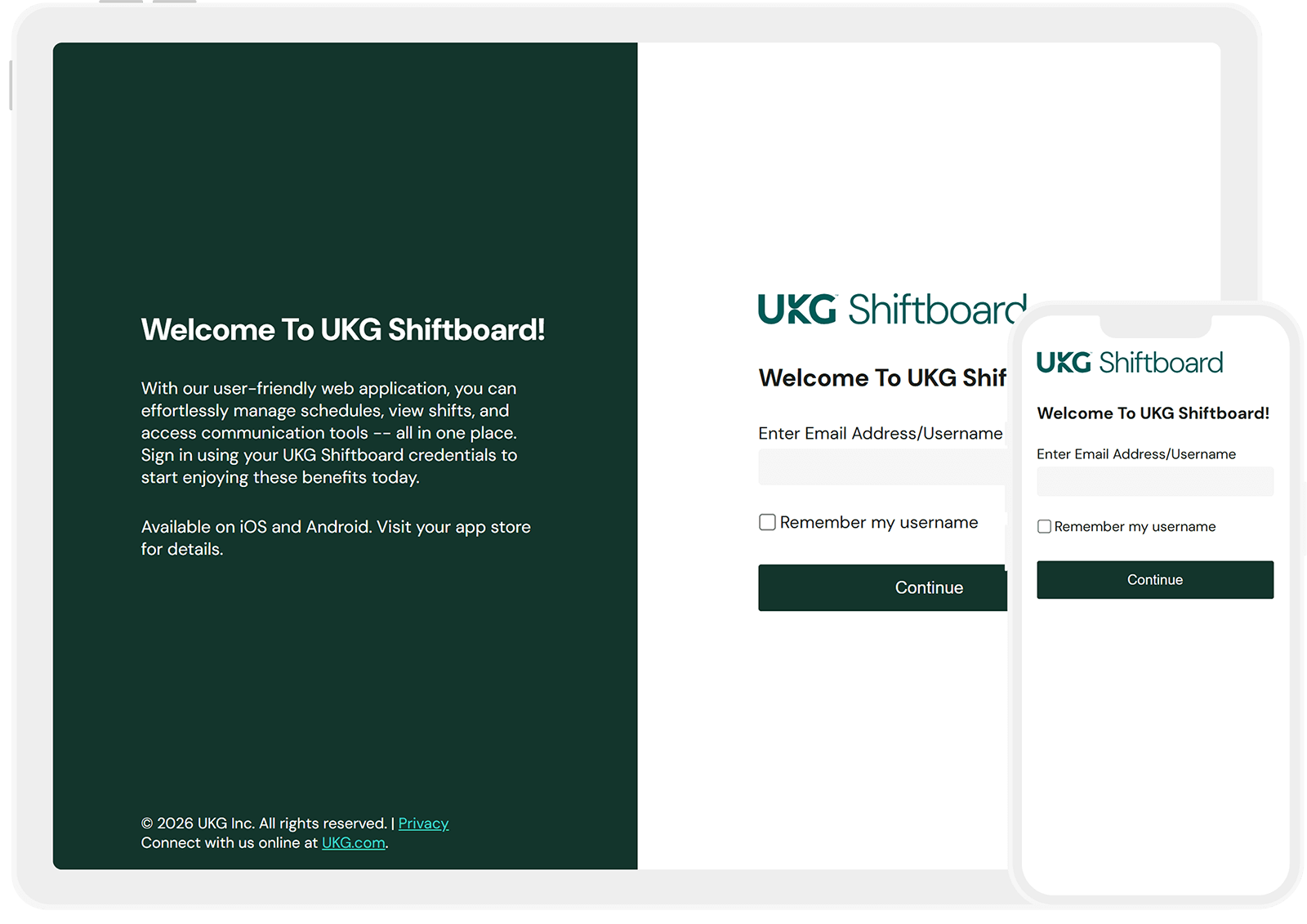 UKG Shifting Login Page